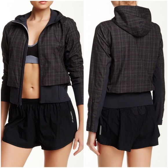 Brooks Jackets & Blazers - Brooks Pure Project Black Plaid Hooded Jacket